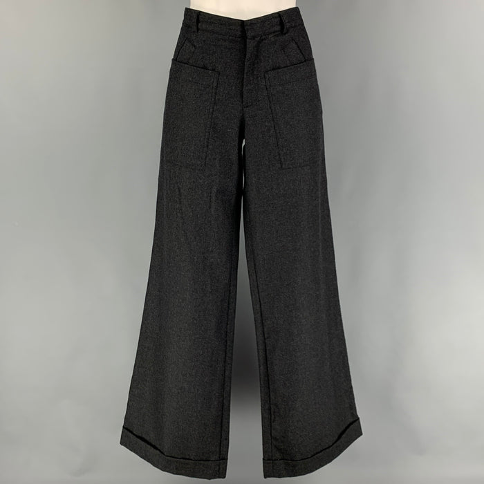 Vintage JEAN PAUL GAULTIER Size 8 Grey Virgin Wool Wide Leg Pants