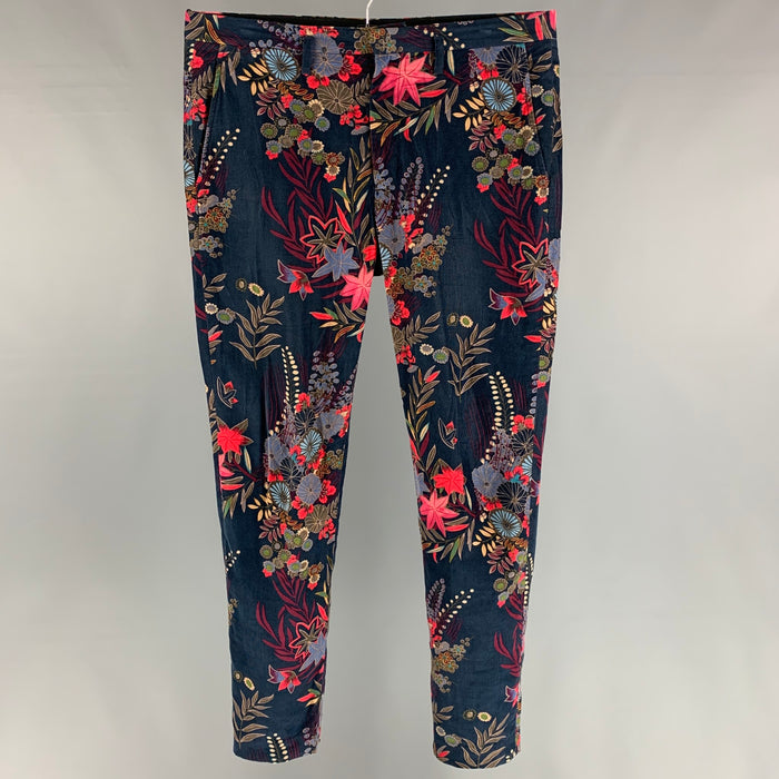MARC by MARC JACOBS Talla 32 Pantalones casuales de algodón floral multicolor con bragueta y cremallera