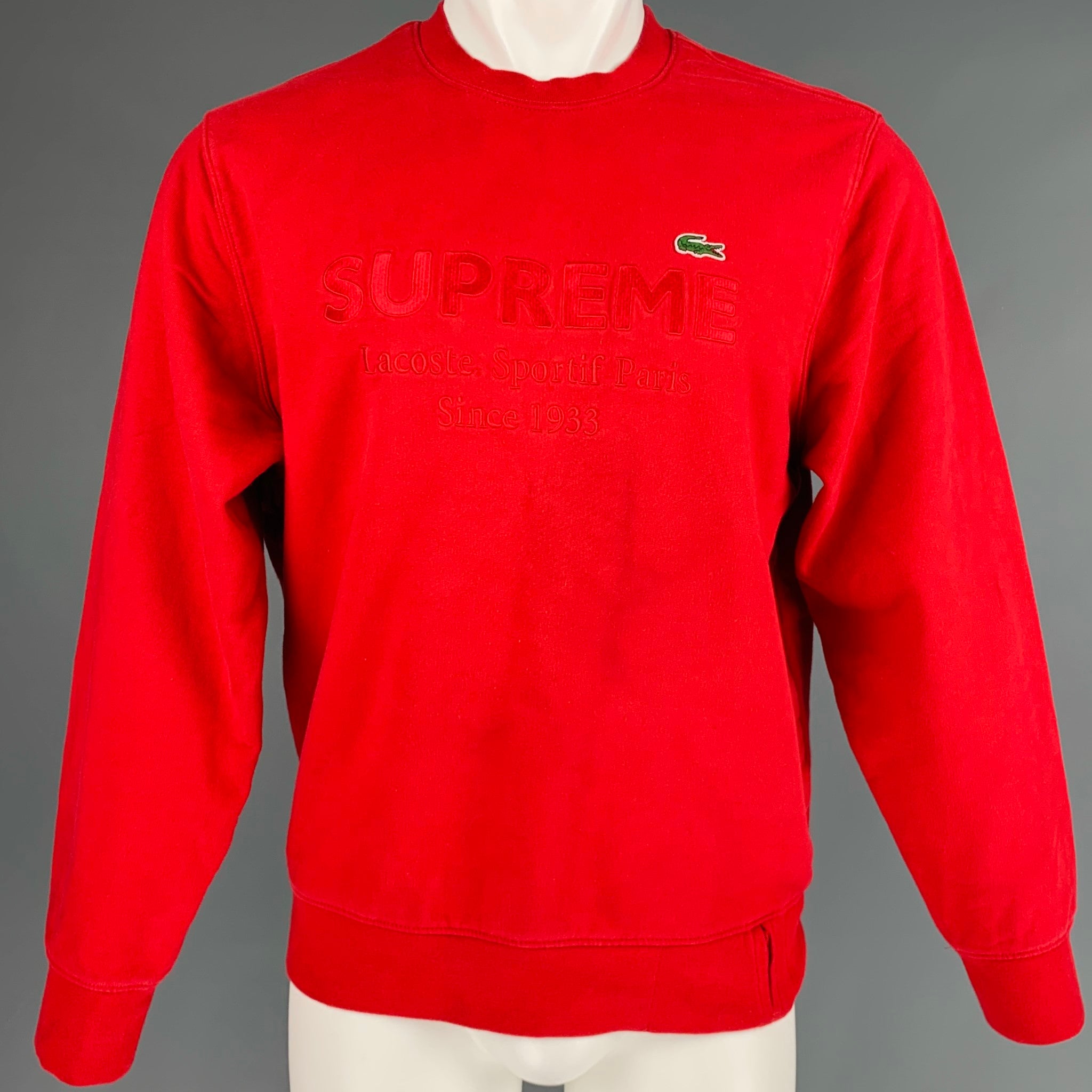 Supreme lacoste shop crewneck red