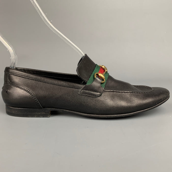 Vintage GUCCI Size 6 Black Leather Horse Bit Flats