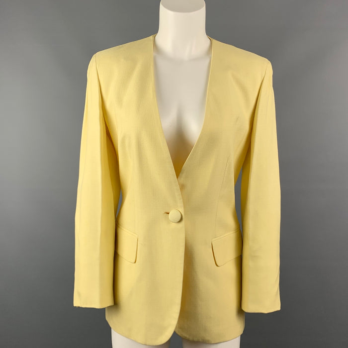 Vintage MOSCHINO COUTURE Size 8 Yellow Acetate Blend Jacket