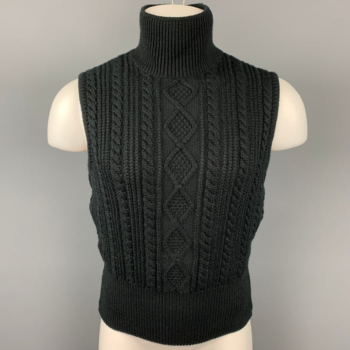 Vintage JUNIOR GAULTIER Size M Black Knitted Wool / Acrylic Turtleneck Vest