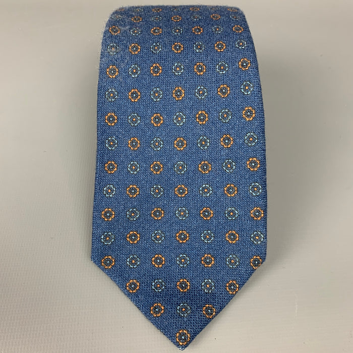ISAIA Blue & Yellow Floral Wool Tie