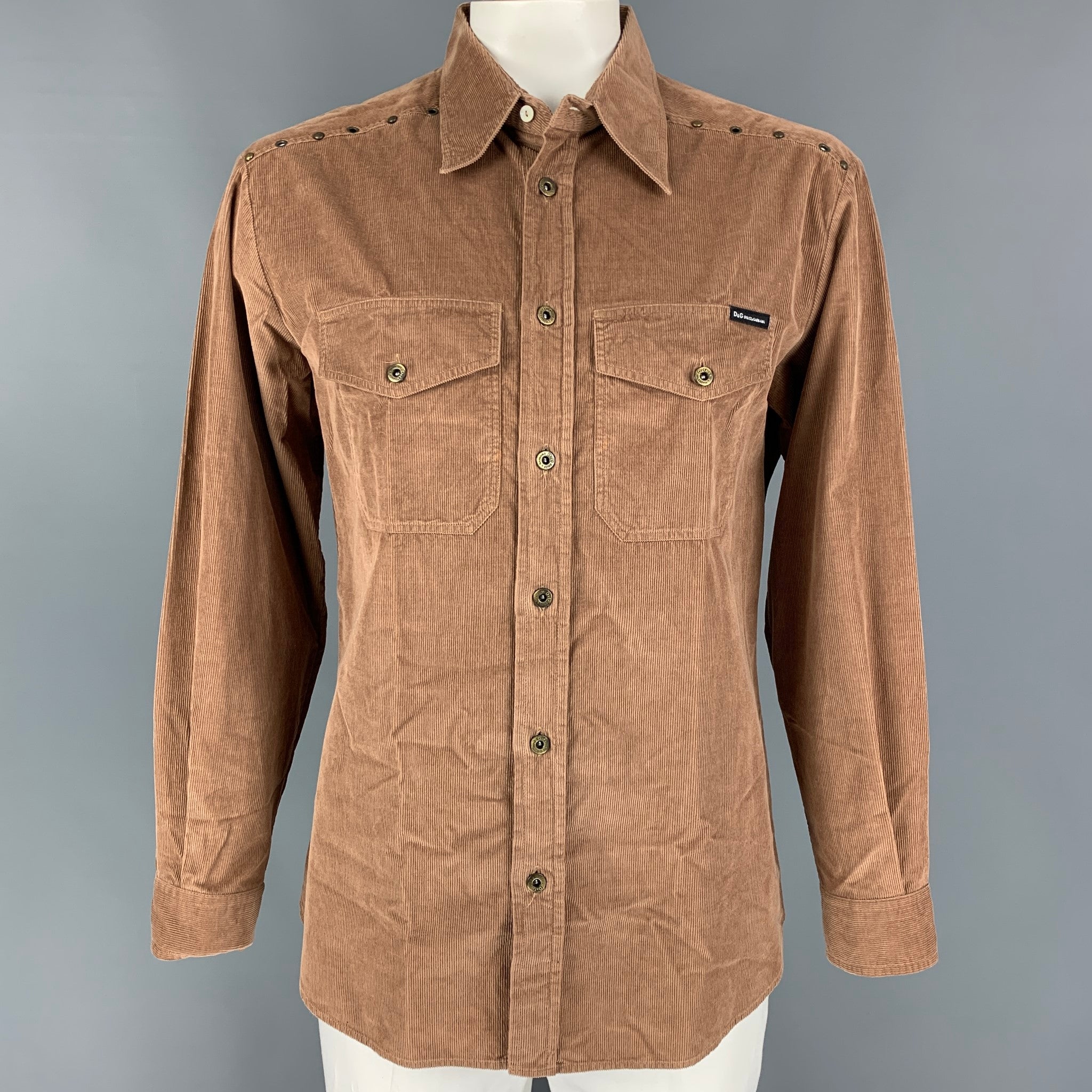 d&g dress shirt D&G by DOLCE & GABBANA Size 3XL Brown Cotton Button Up Long Sleeve Shi –  Sui Generis Designer Consignment