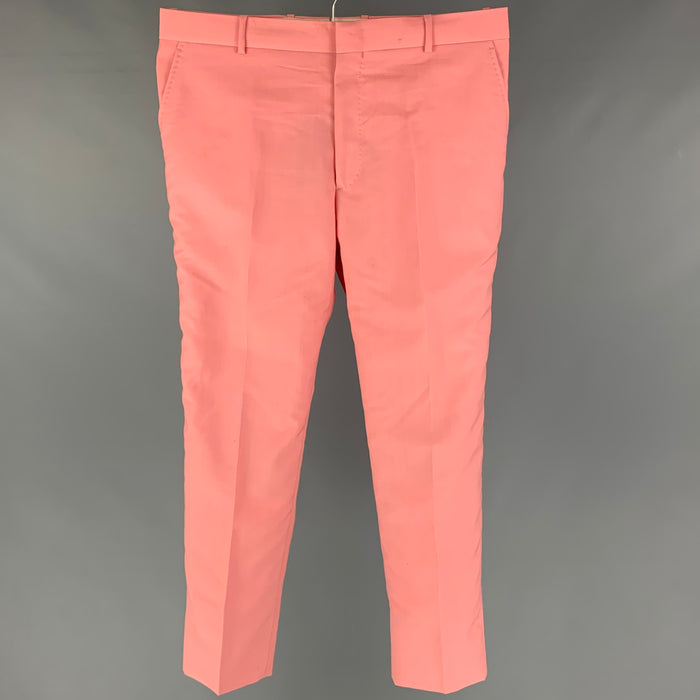 ALEXANDER MCQUEEN Size 36 Pink Wool Mohair Tuxedo Dress Pants