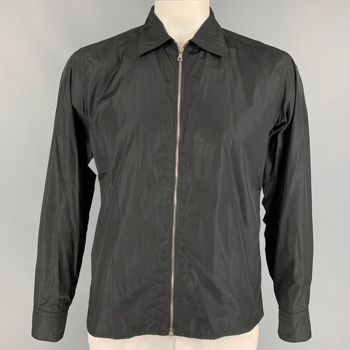 PRADA Size L Black Nylon Windbreaker Zip-Up Jacket