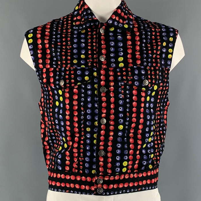 VERSACE JEANS COUTURE Size L Black Red Dots Cotton Vest