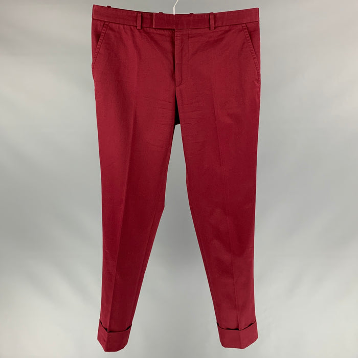 GUCCI Size 34 Burgundy Cuffed Casual Pants