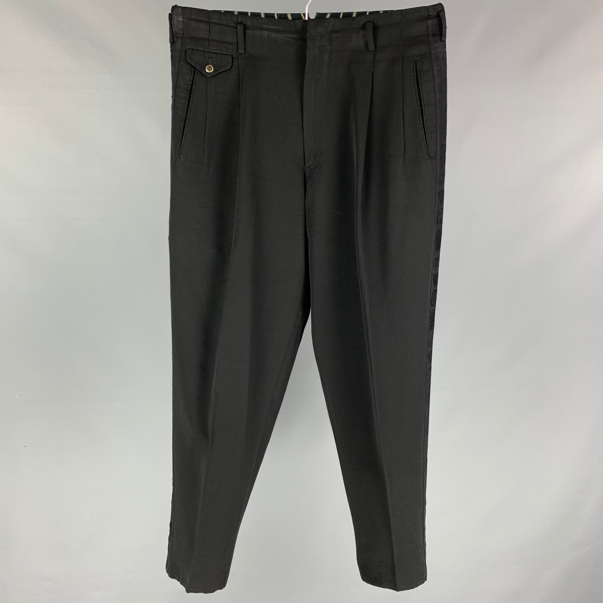Vintage MATSUDA Size L Black Cotton Pleated Dress Pants – Sui