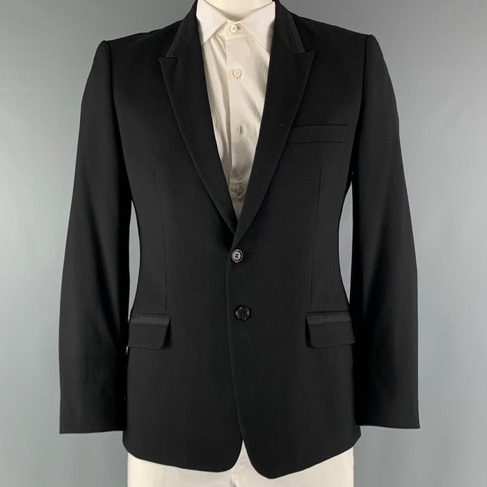 PS by PAUL SMITH Talla 42 Abrigo deportivo de elastano de lana negro carbón