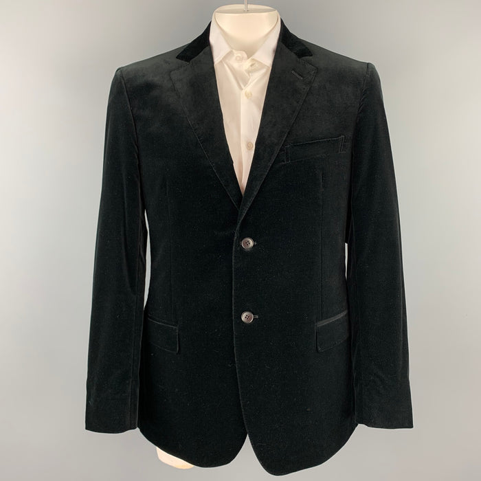 Z ZEGNA Size 44 Black Cotton Velvet Notch Lapel Sport Coat