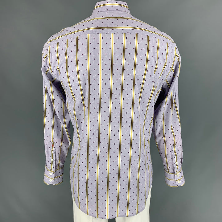 ROBERT GRAHAM Size XL Purple Yellow & Stripe Cotton Button Up  Long Sleeve Shirt