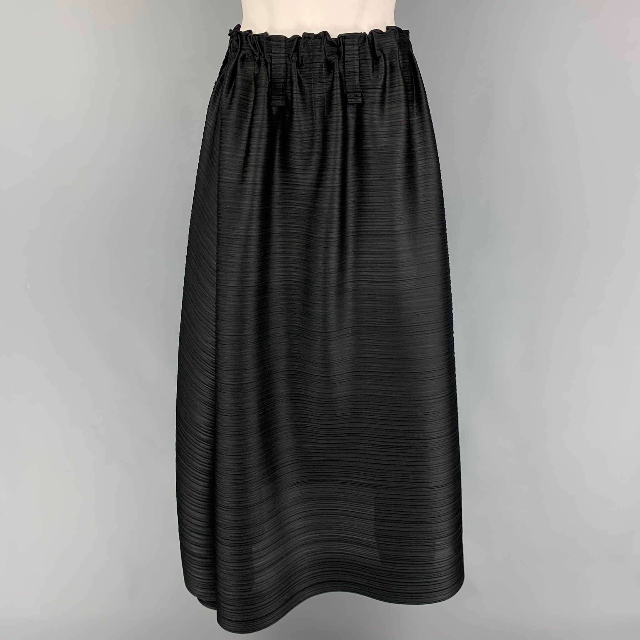 PLEATS PLEASE by ISSEY MIYAKE Size XL Black Polyester Pleated Long 