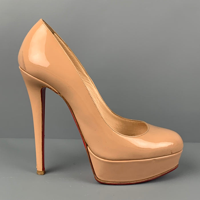 CHRISTIAN LOUBOUTIN Size 6 Nude Patent Leather Platform Bianca Pumps