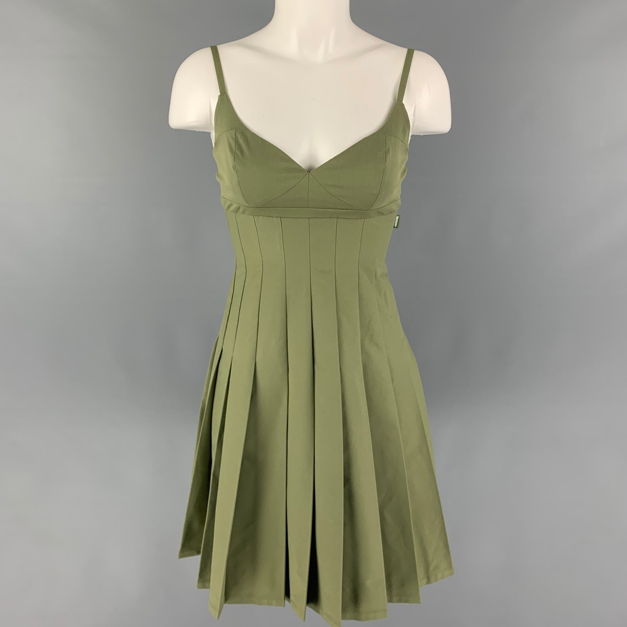 HEAVEN by MARC JACOBS Size S Green Olive Pleated Dress HEAVEN by MARC JACOBS Size S Green Olive Pleated Dress