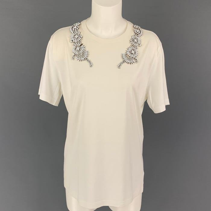 GIVENCHY Size XS White Cotton Applique Crew-Neck T-Shirt