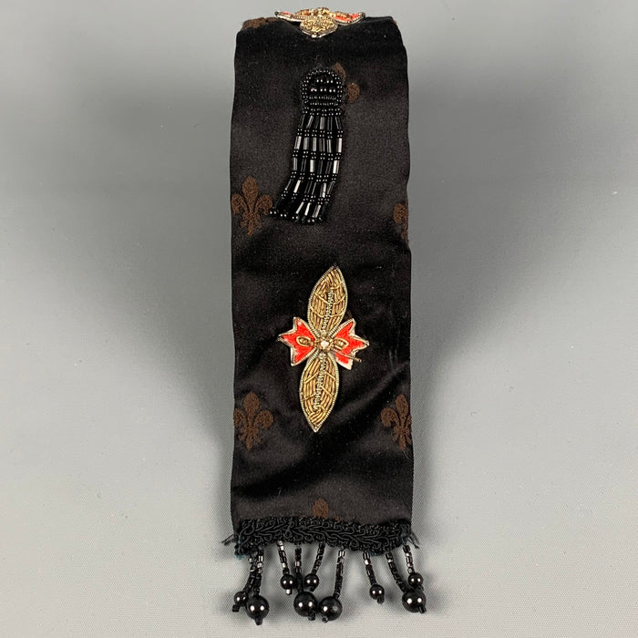 JEAN PAUL GAULTIER Size One Size Black Gold Embellished Tie