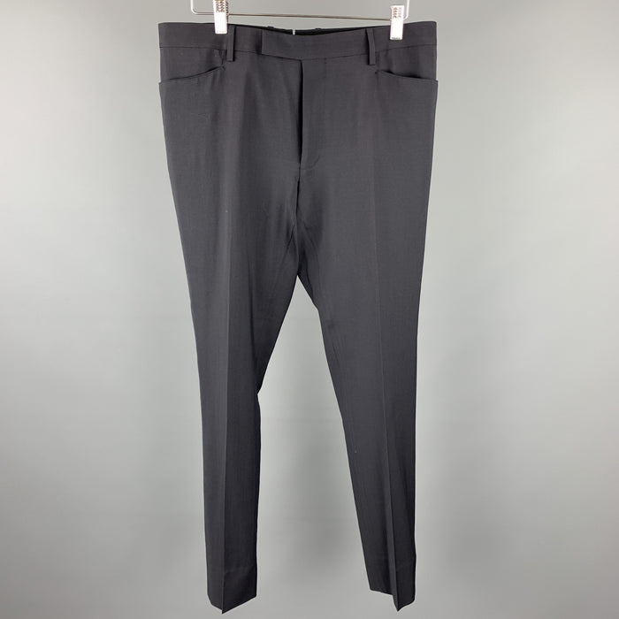 LANVIN Size 34 Black Wool Zip Fly Dress Pants
