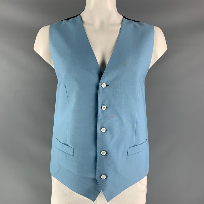 DOLCE & GABBANA Talla 44 Chaleco azul claro con botones de lana lisa