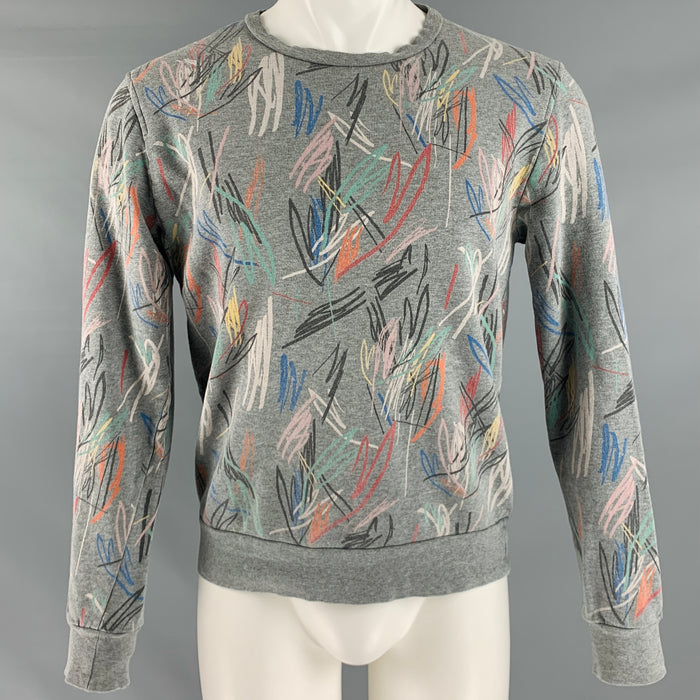 DIOR HOMME 2015 Taille S Sweat-shirt à col rond en coton peint multicolore gris