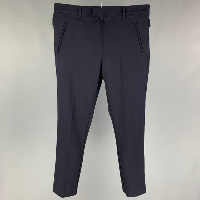 BOTTEGA VENETA Size 32 Navy Blue Virgin Wool Flat Front Casual Pants