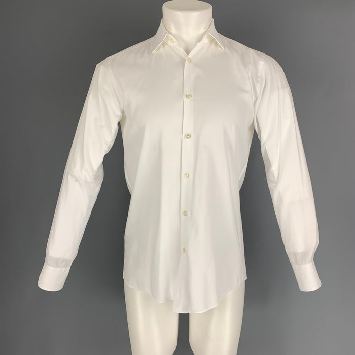 HUGO BOSS Size S White Cotton Slim Fit Long Sleeve Shirt