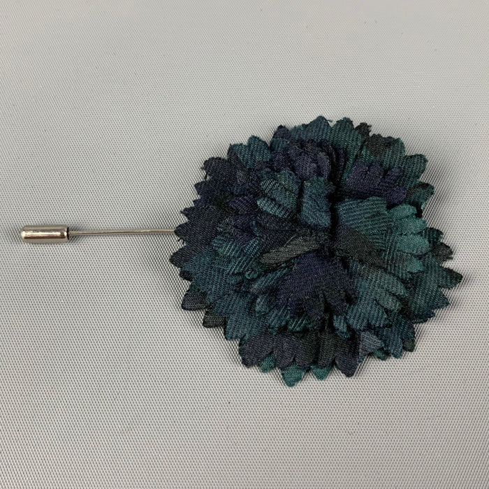 LANVIN Dark Blue Fabric Floral Brooch