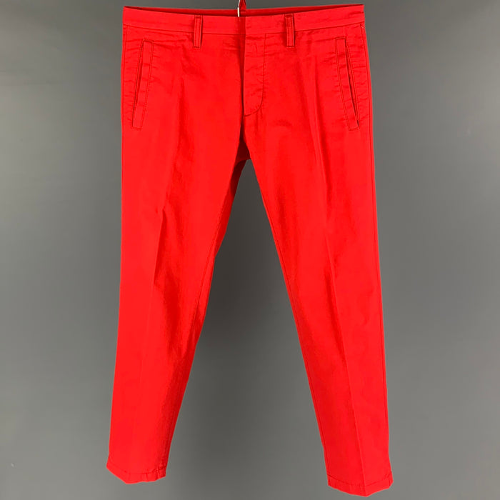 DSQUARED2 Size 30 Red Cotton Button Fly Casual Pants