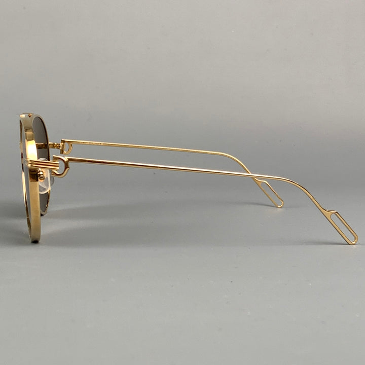 CARTIER Gold Metal Aviator Sunglasses