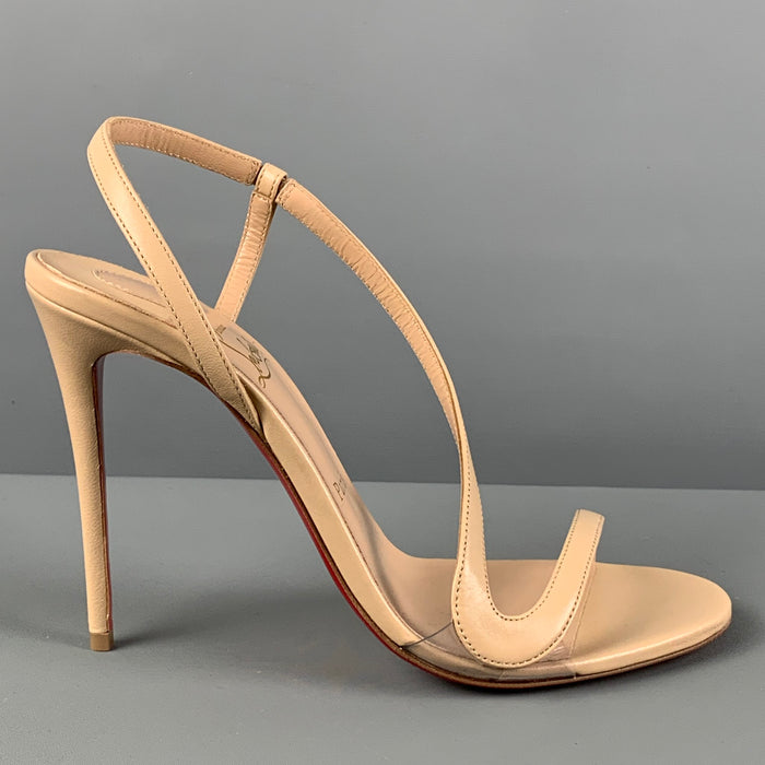 CHRISTIAN LOUBOUTIN Size 9 Nude Leather Rosalie Heel Sandals
