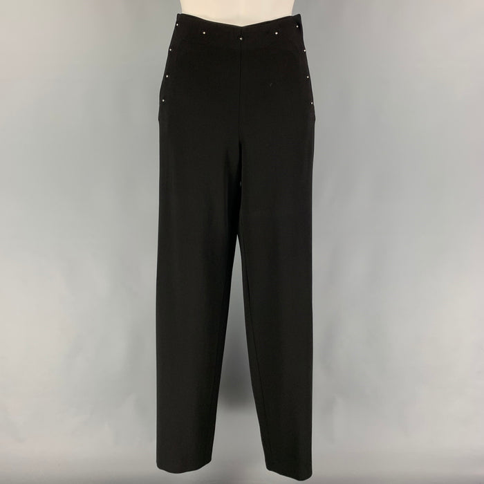 JEAN PAUL GAULTIER Size 12 Black Wool Rayon Wide Leg Dress Pants