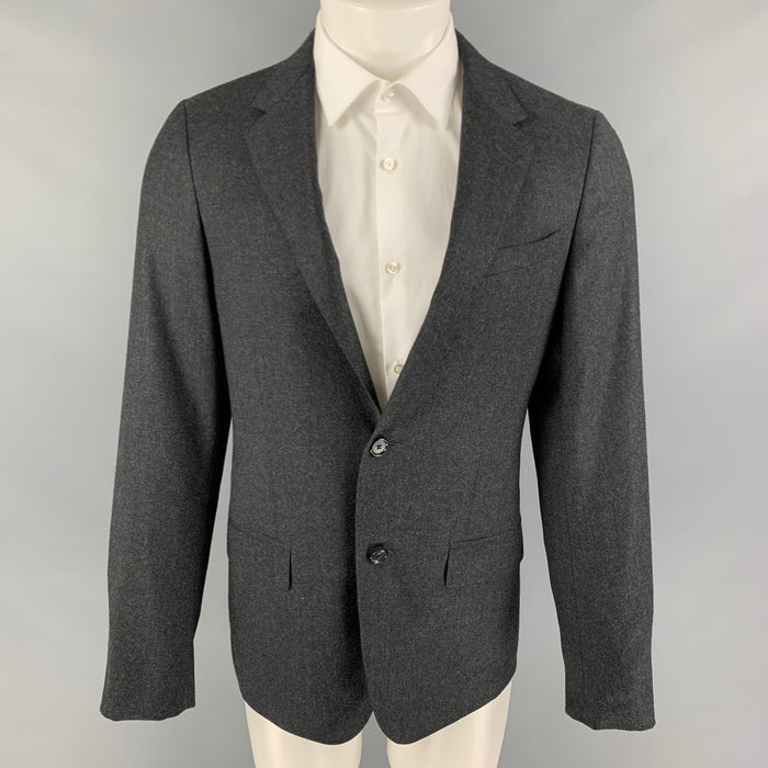 LANVIN Size 38 Charcoal Wool Cashmere Notch Lapel Sport Coat