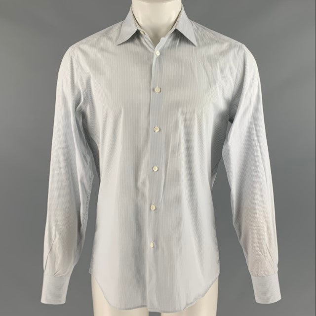 PRADA Size S Blue White Stripe Long Sleeve Shirt