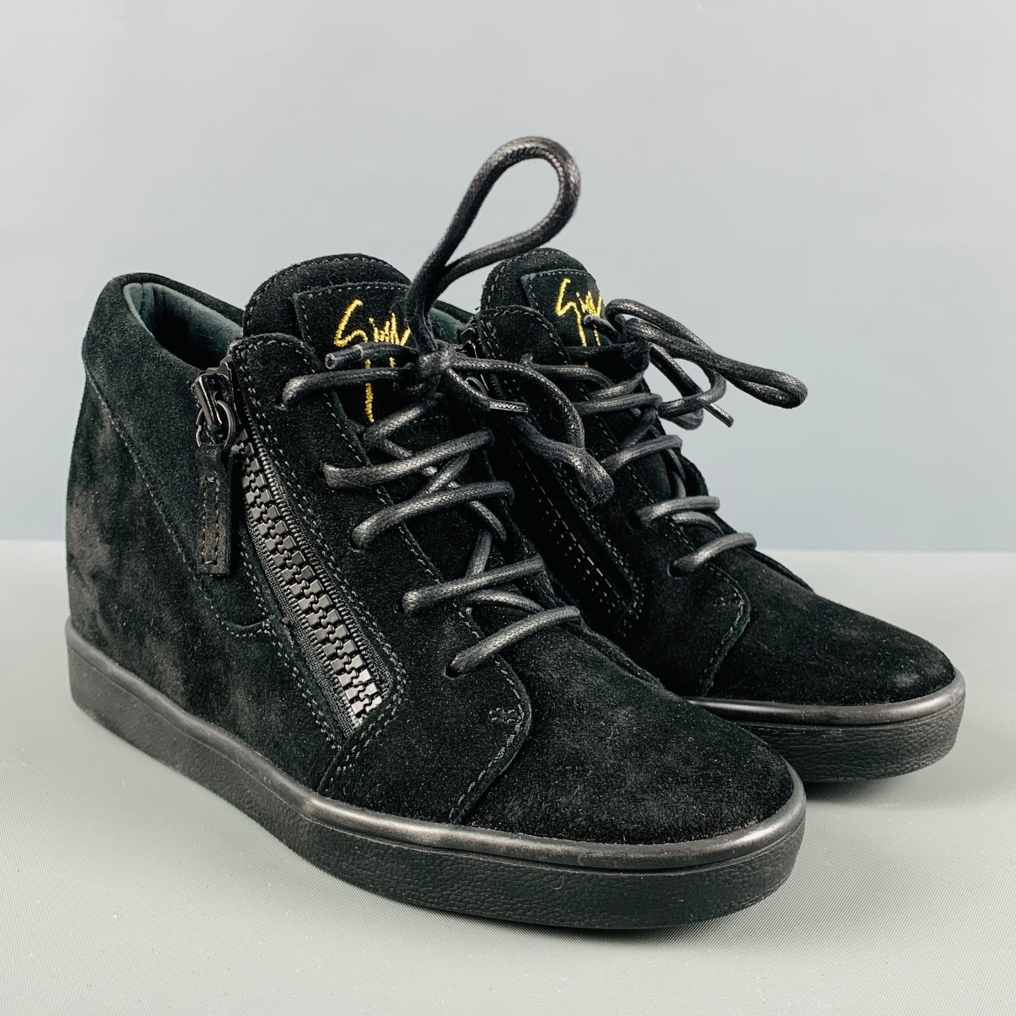 GIUSEPPE ZANOTTI Size Black Suede High Top Sneakers