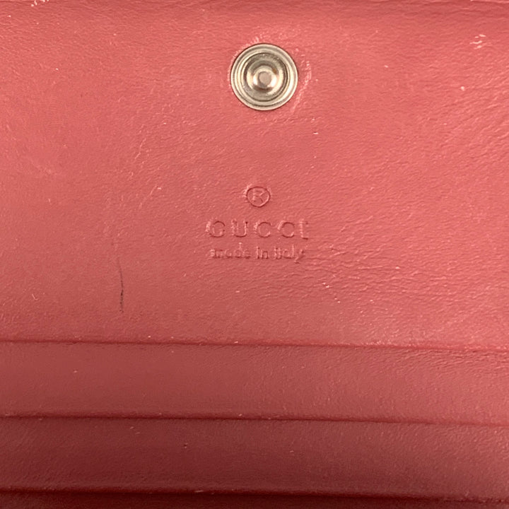 GUCCI Wallet Pink Brown Floral Coated Canvas