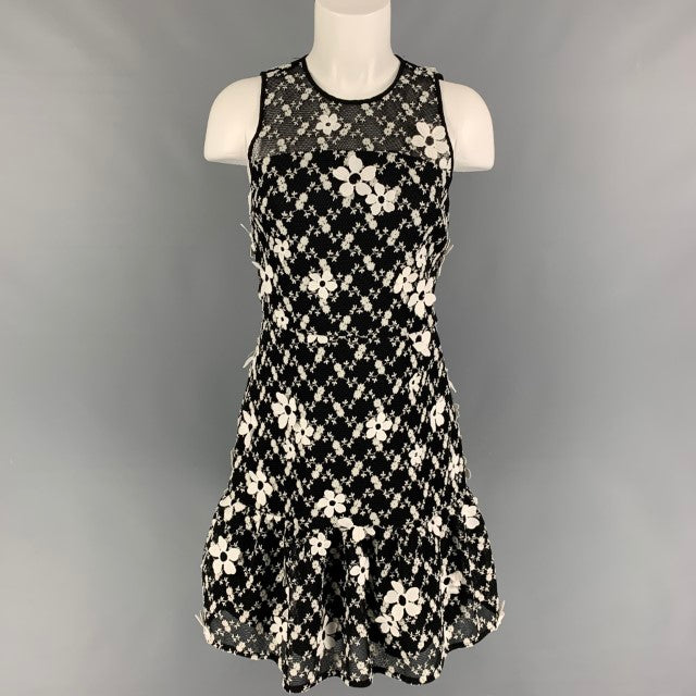 MICHAEL by MICHAEL KORS Size S Black White Polyester Floral Sleeveless Dress