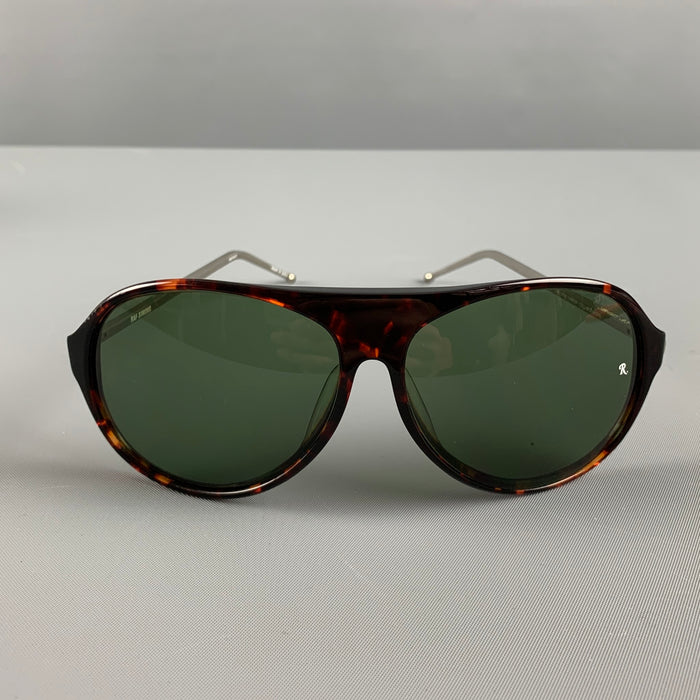 RAF SIMONS Brown Tortoiseshell Acetate Metal Sunglasses