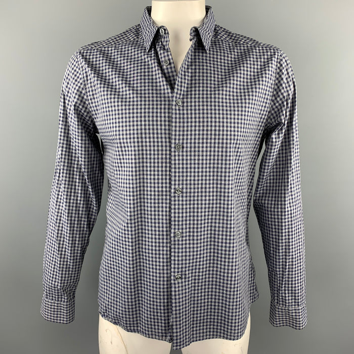 PS by PAUL SMITH Camisa de manga larga con botones de algodón a cuadros en azul marino y gris talla L