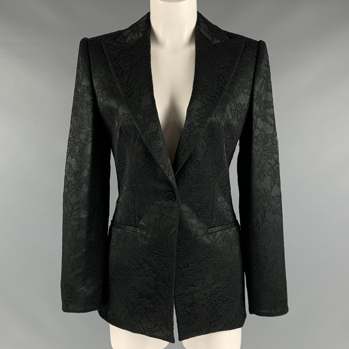 GIORGIO ARMANI Size 6 Black Viscose Blend Lace Blazer