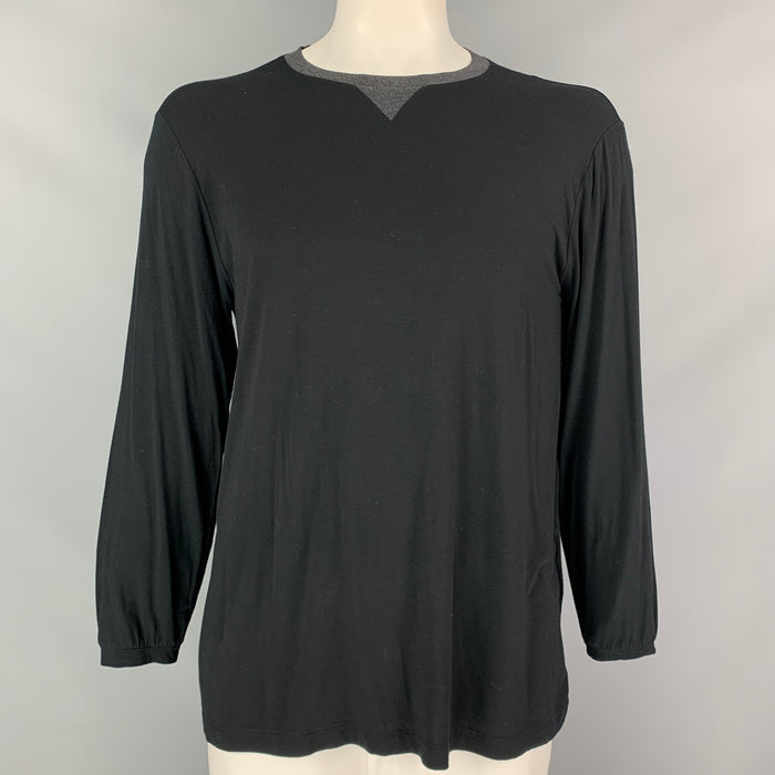GIORGIO ARMANI Size XXL Black & Grey Crew-Neck Pullover