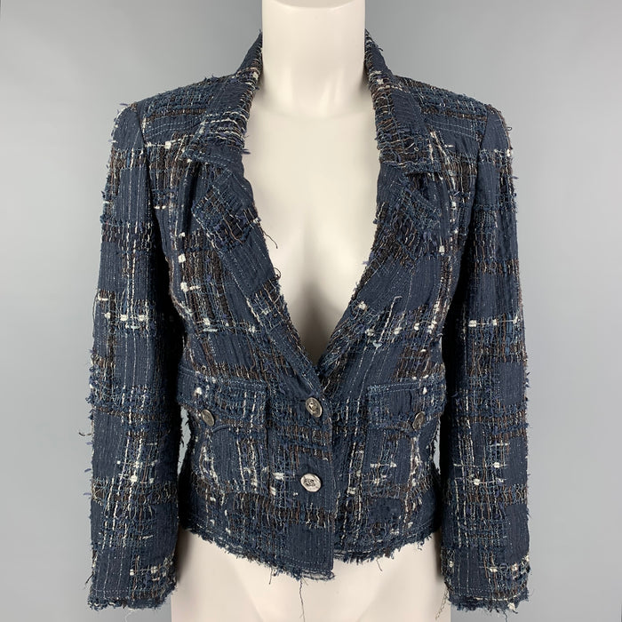 CHANEL M4298 06P Talla 4 Chaqueta bouclé multicolor azul marino
