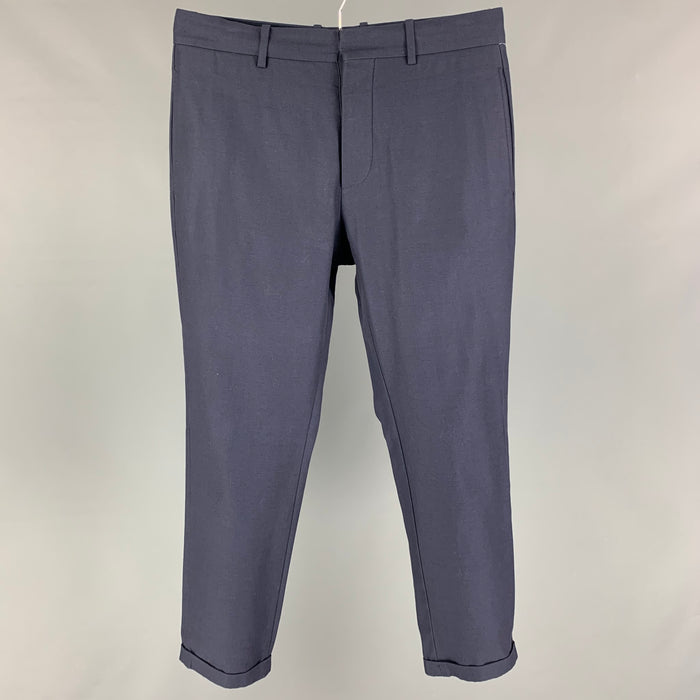 MARNI Size 32 Navy Cotton Button Fly Dress Pants