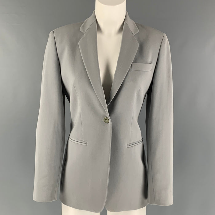 EMPORIO ARMANI Size 2 Grey Mint Polyester Blend Jacket
