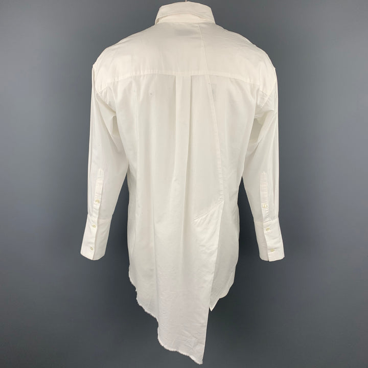 BEDj.w.FORD Size M White Cotton / Silk Long Asymmetrical Sleeve Shirt