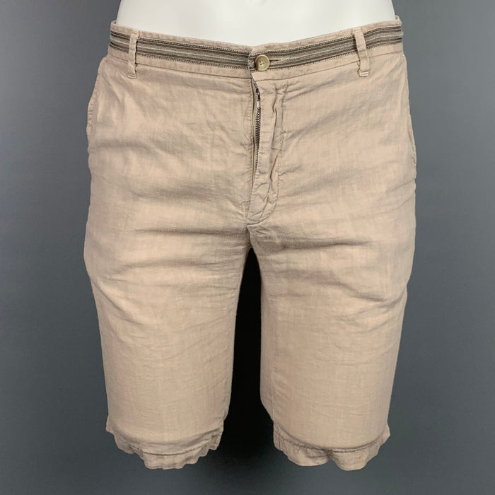 ETRO Size 32 Beige Wrinkled Linen Shorts