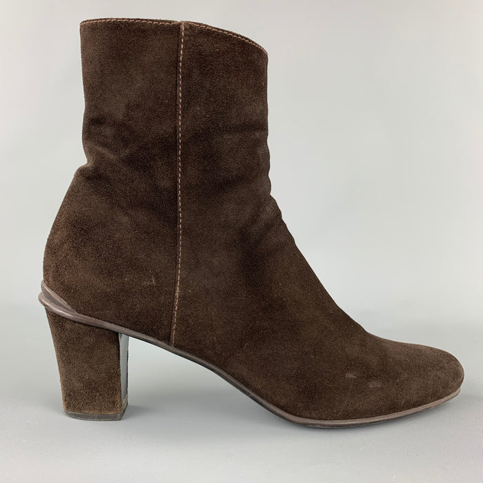 PRADA Size 9.5 Brown Suede Ankle Boots