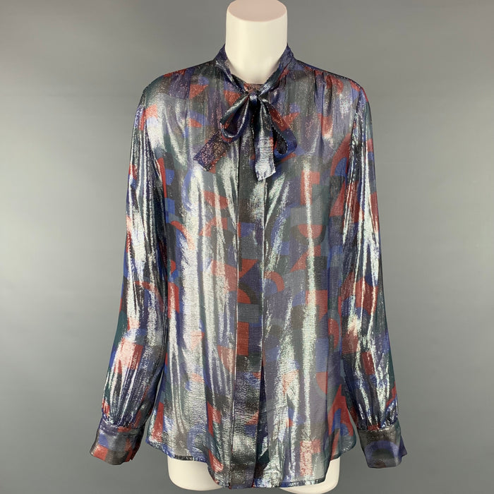 MARC JACOBS Blusa de mezcla de seda con estampado abstracto multicolor talla 10