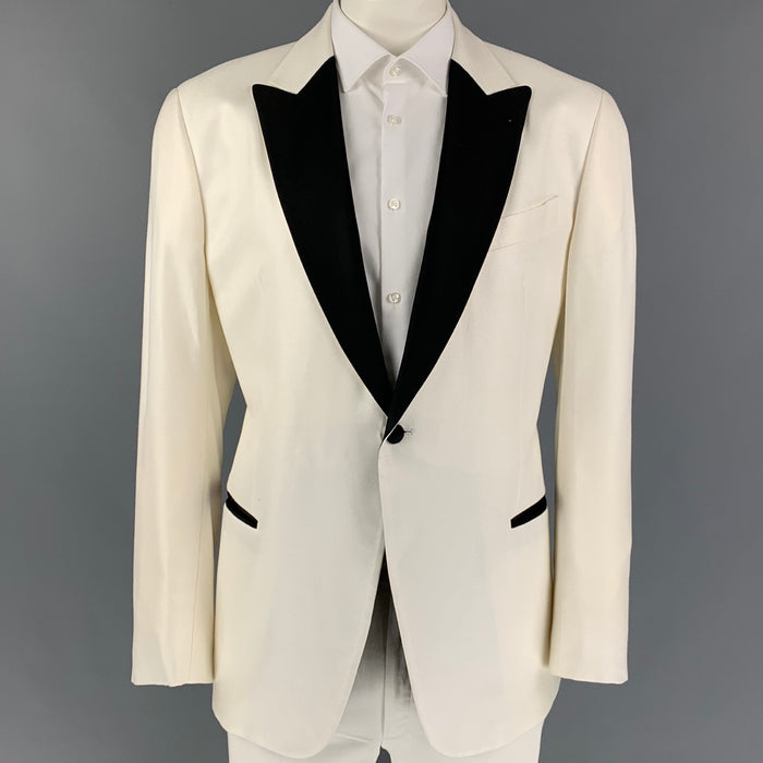 EMPORIO ARMANI Talla 48 Abrigo deportivo con solapa de pico de viscosa blanco y negro