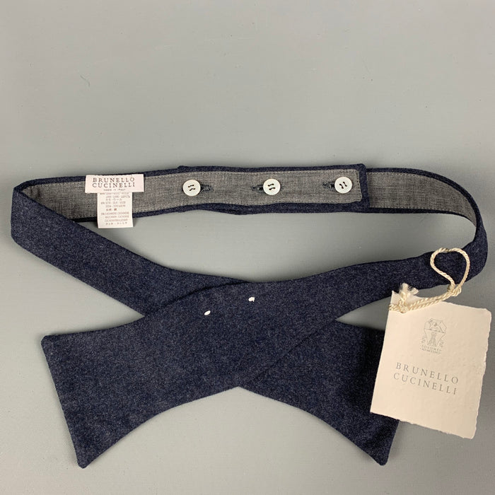 BRUNELLO CUCINELLI Navy Wool Blend Bow Tie