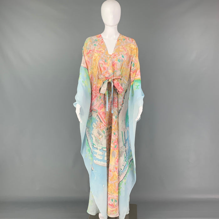 CHANEL Cruise 2011 One Size Multi-Color Cotton Silk Abstract Caftan Long Dress